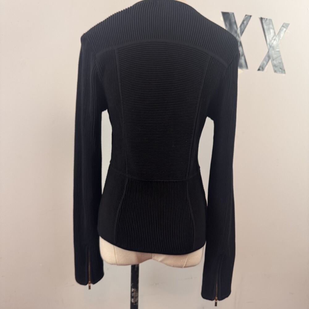 Vintage Y2K Cache Black Knit Sweater Sport Zip-up Fitted Jacket Rare Archive S - Picture 6 of 9